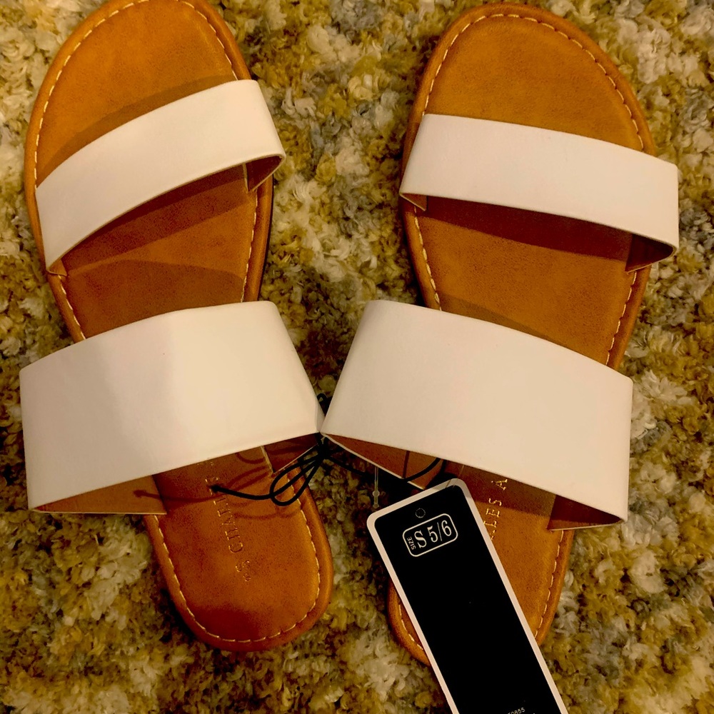 White two strap sandal.